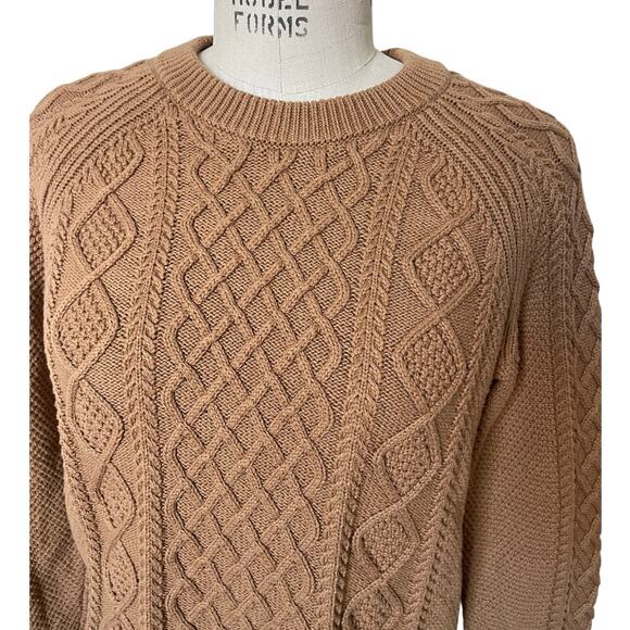 J.Crew 100% Cotton Fisherman Cable Knit Swear in Tan Size Small - Picture 2 of 7